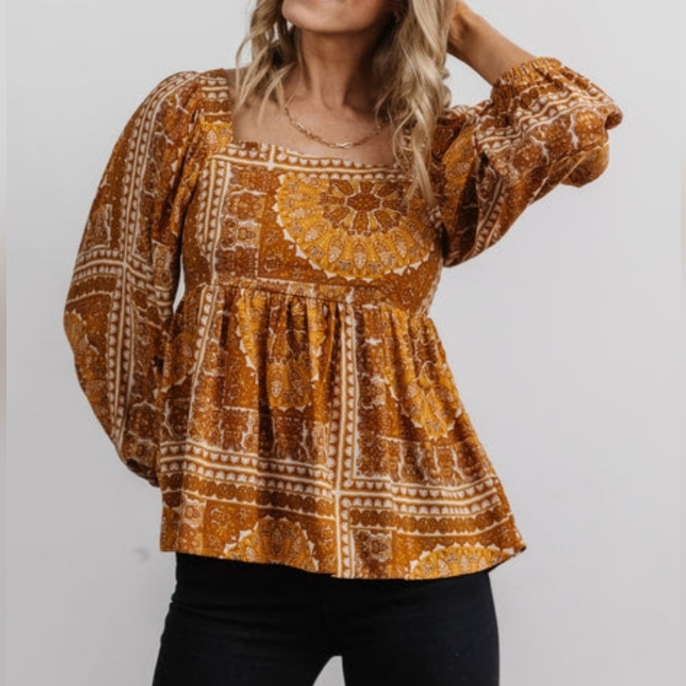 Baltic Born Gold Peasant Top